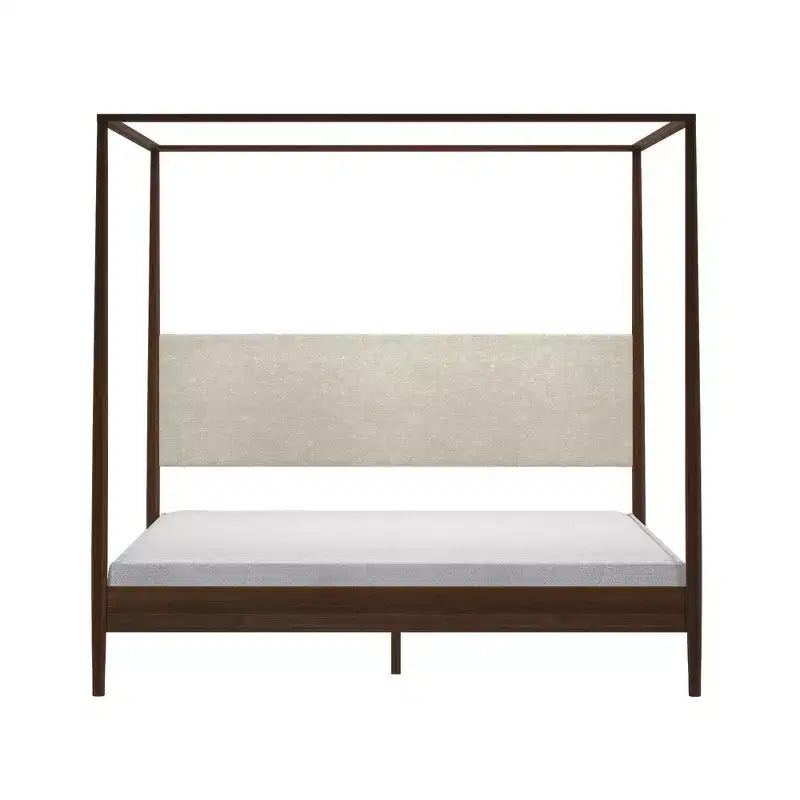 Harbor King Himmelbett mit gepolstertem Kopfteil, Blonde/Swiss Coffee (MD2411-01)