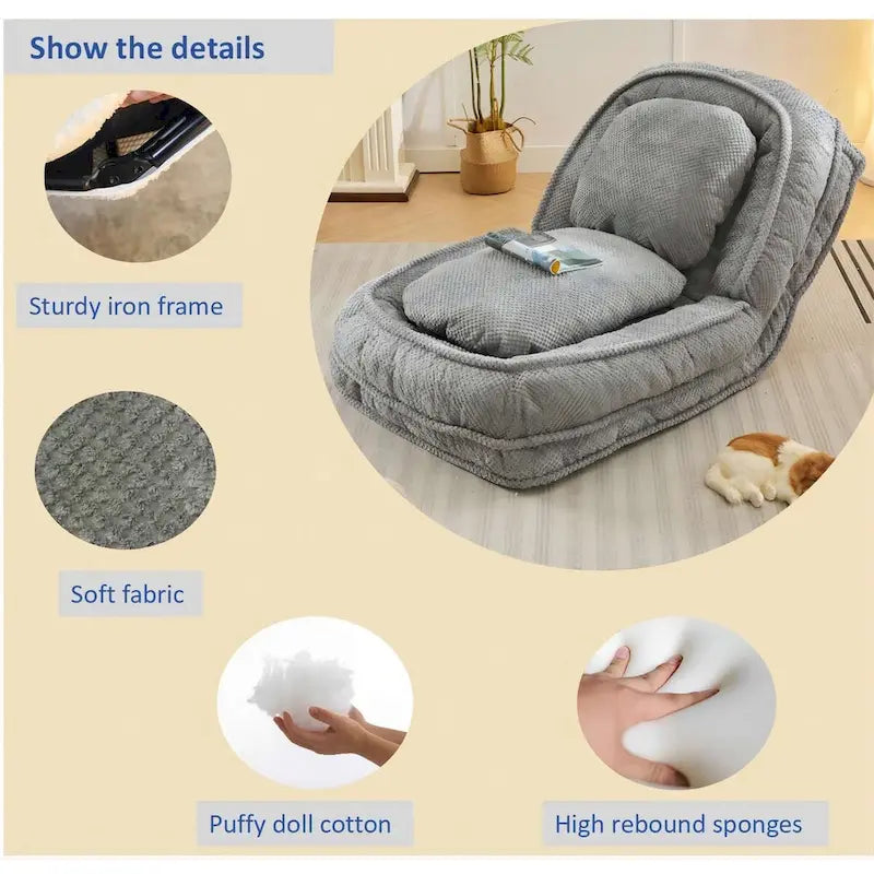 Faules Sofabett, 5-fach verstellbar, Sitzen, Schlafen, Zusammenklappen, geeignet für Schlafzimmer, Wohnzimmer