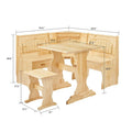 MUSEHOMEINC Essgruppe im traditionellen Stil, 3-teilig, aus massivem Holz, mit Eckbank und verstecktem Stauraum, Eckbank-Esstisch-Set