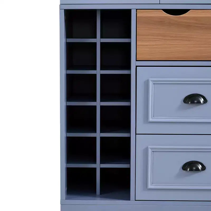 Whisen 180 cm hohe freistehende Küchenpantry, großer Esszimmer-Vorrratsschrank, Anrichte mit 4 faltbaren Türen, Einlegeböden, Weinregalen