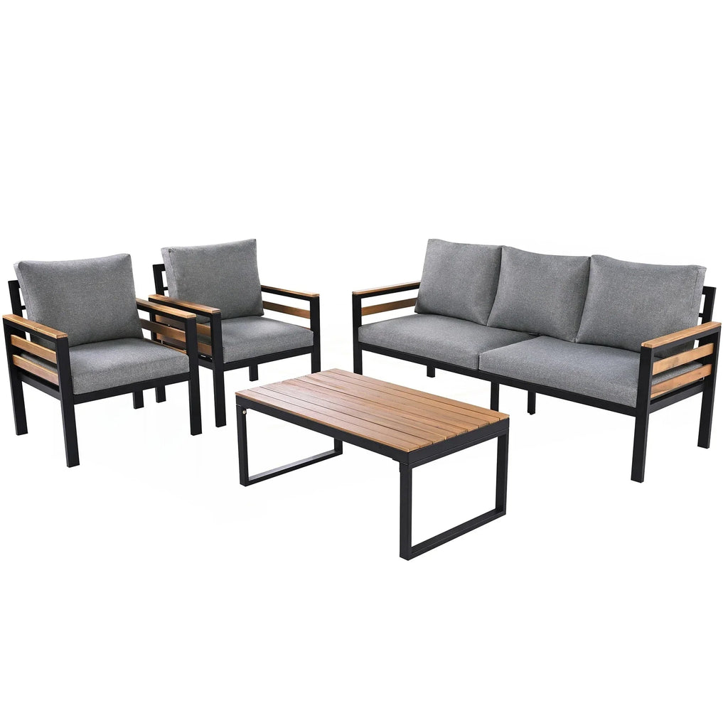 4-teiliges Outdoor-Gartenmöbel-Set mit Sofa