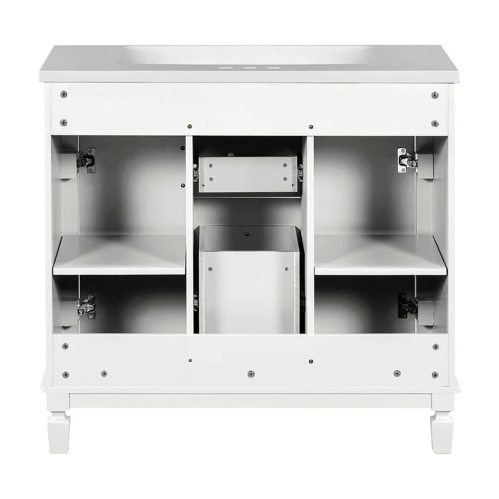 Moderner 36'' Badschrank mit Aufsatzwaschbecken und Spiegelschrank, 2 Türen und 2 Schubladen