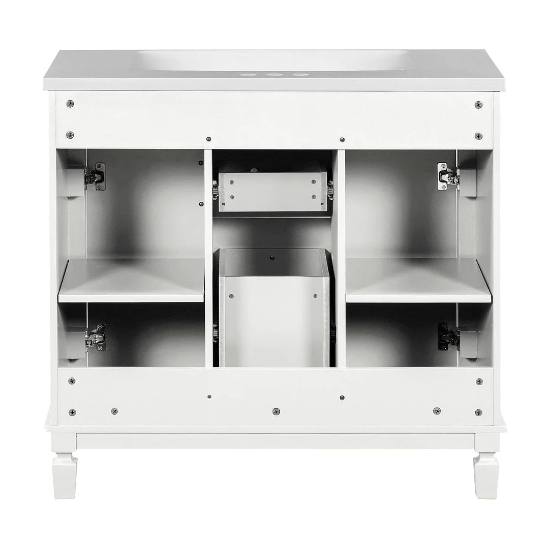 Moderner 36'' Badschrank mit Aufsatzwaschbecken und Spiegelschrank, 2 Türen und 2 Schubladen