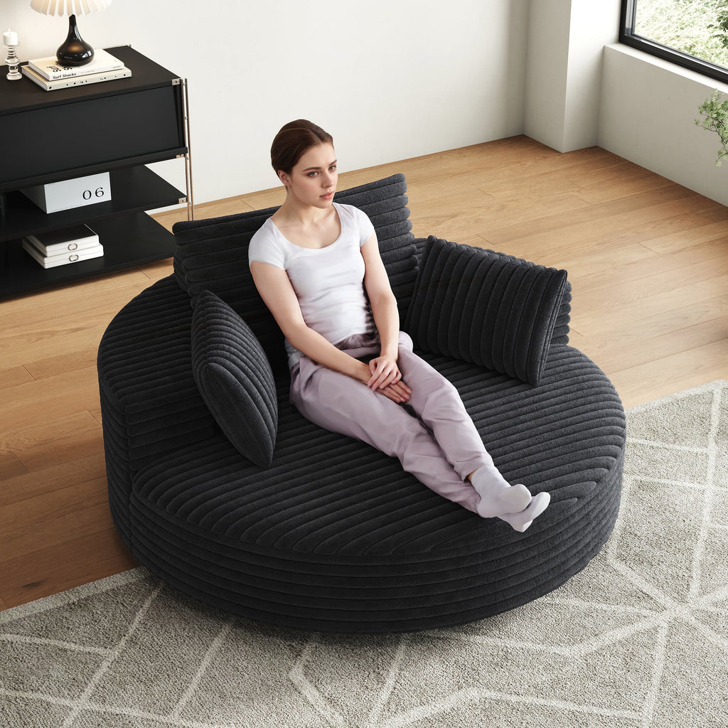 Einzelsessel aus Kord-Chenille-Schaumstoff, drehbar