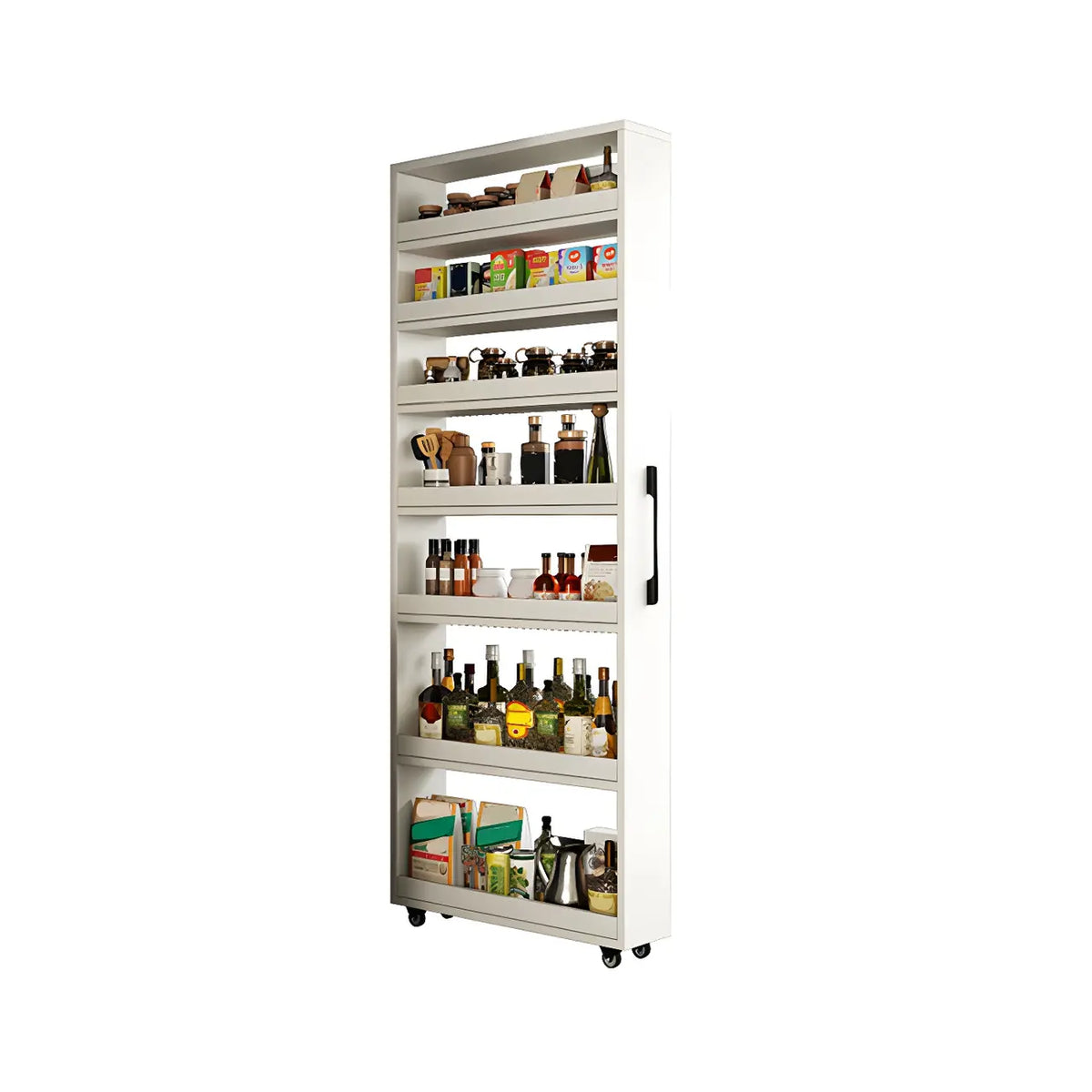 Modernes Holz-Buffet mit offenen Regalen und Rollen