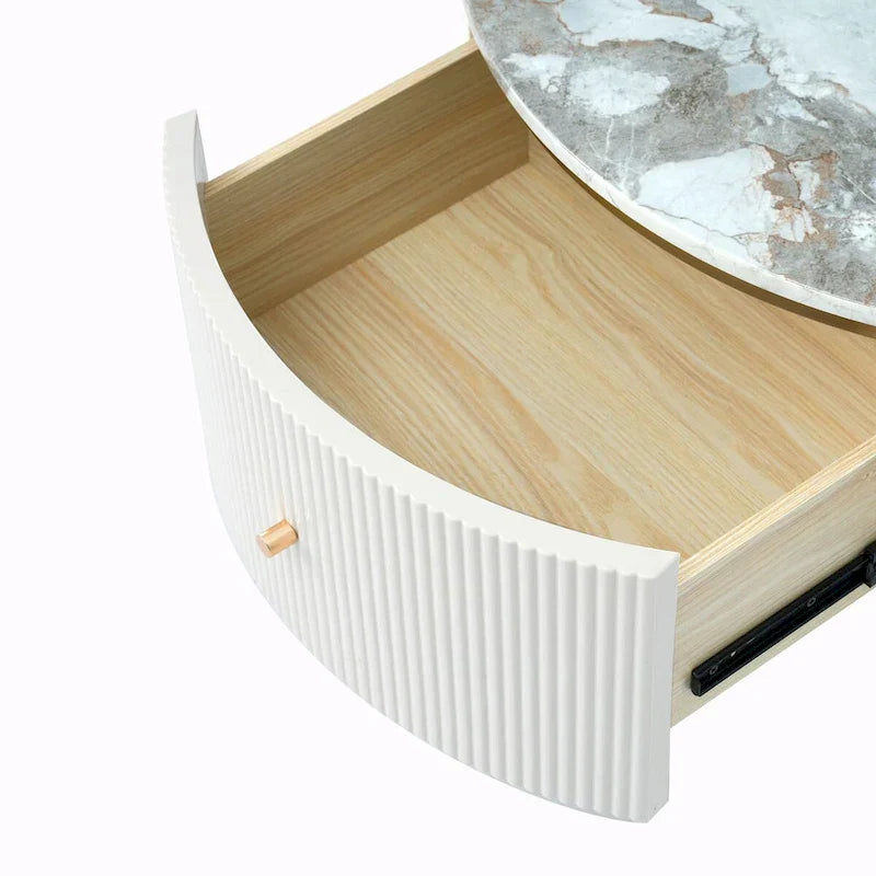 31.5 Moderner runder Couchtisch mit großer Schublade