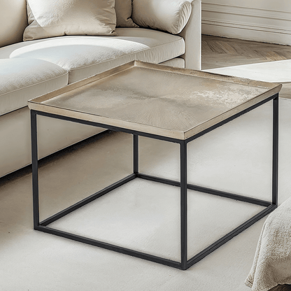 Couchtisch quadratisch Gold & Schwarz Metall