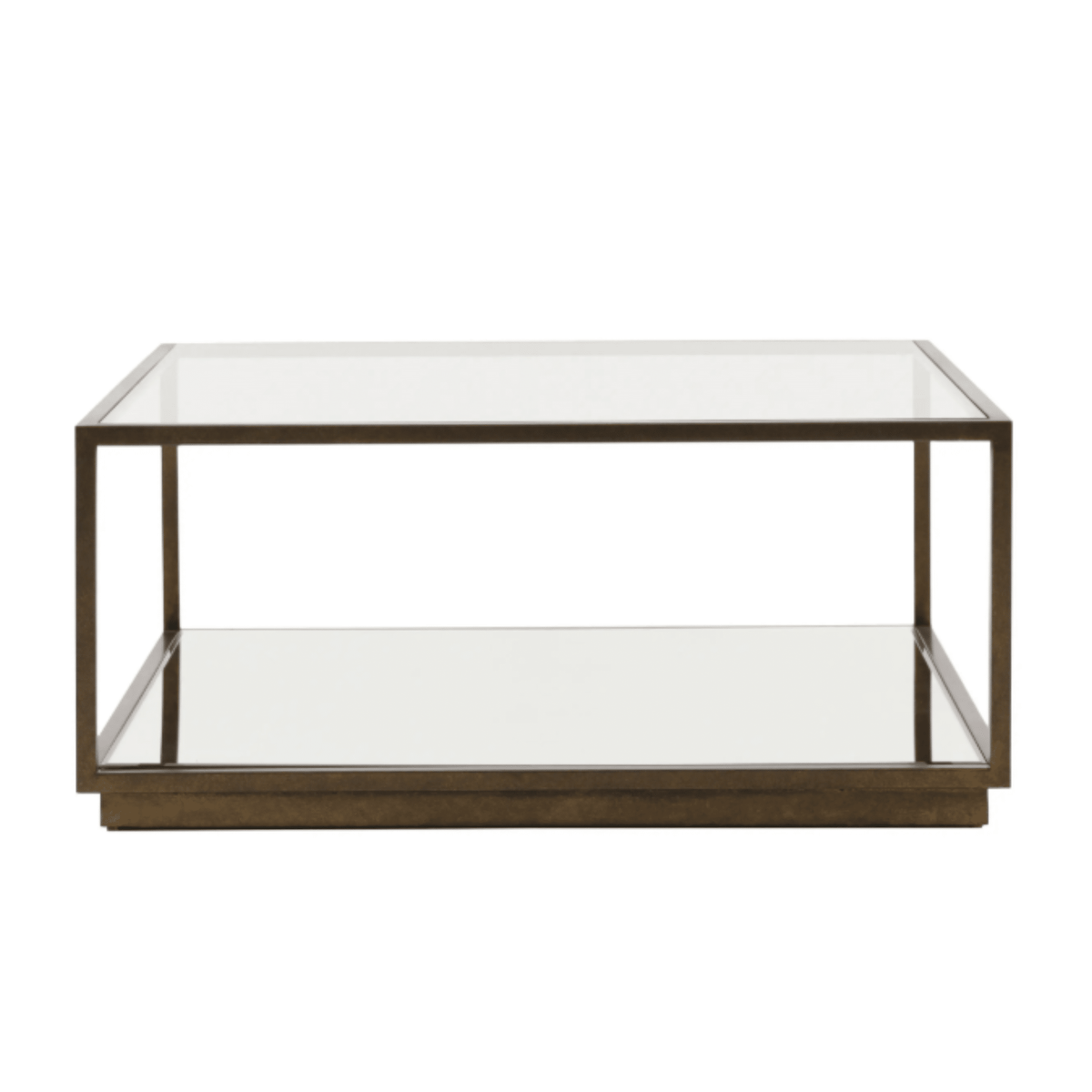 Couchtisch aus Bronze und Glas mit Spiegelablage