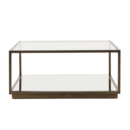 Couchtisch aus Bronze und Glas mit Spiegelablage