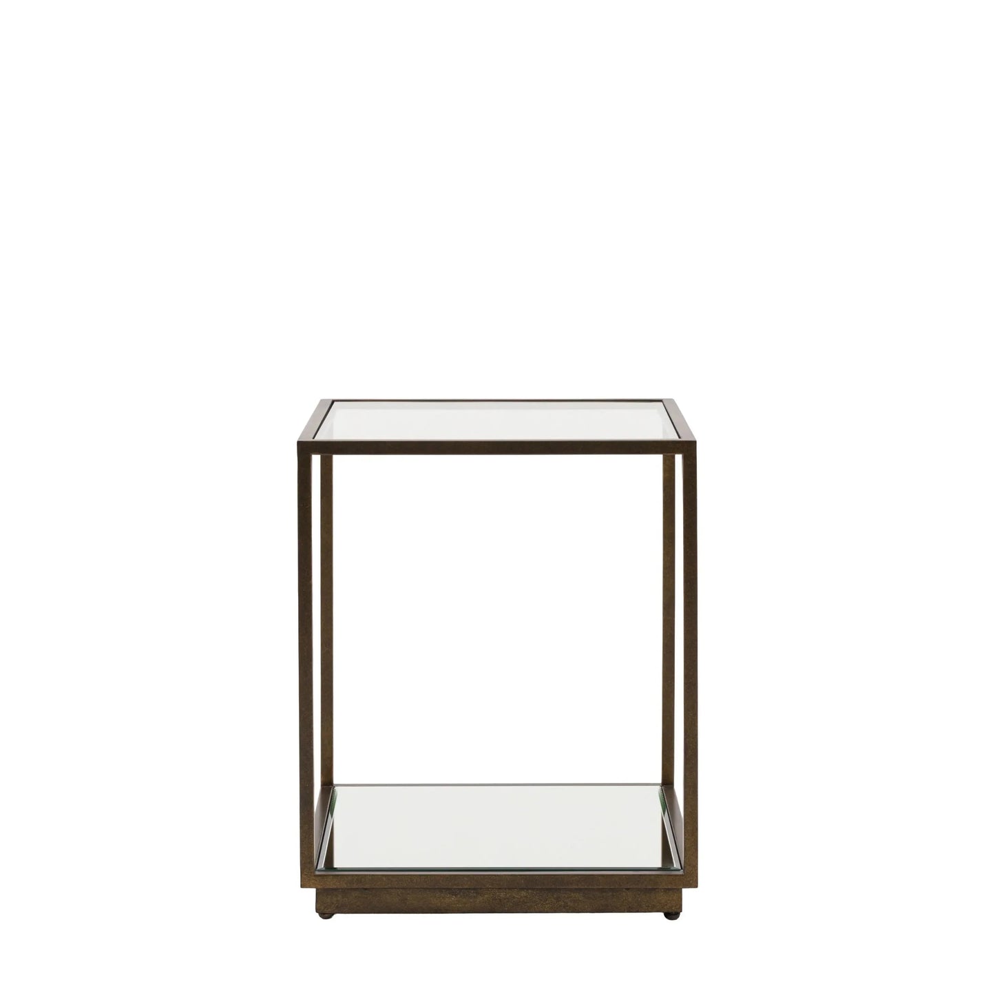 Bronze- und Glasbeistelltisch mit verspiegelter Ablage