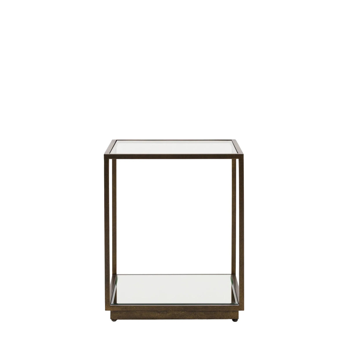 Bronze- und Glasbeistelltisch mit verspiegelter Ablage