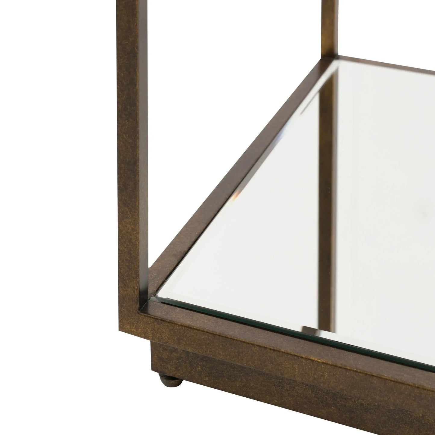 Bronze- und Glasbeistelltisch mit verspiegelter Ablage