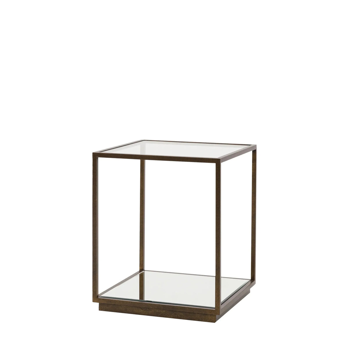 Bronze- und Glasbeistelltisch mit verspiegelter Ablage