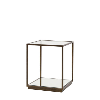 Bronze- und Glasbeistelltisch mit verspiegelter Ablage