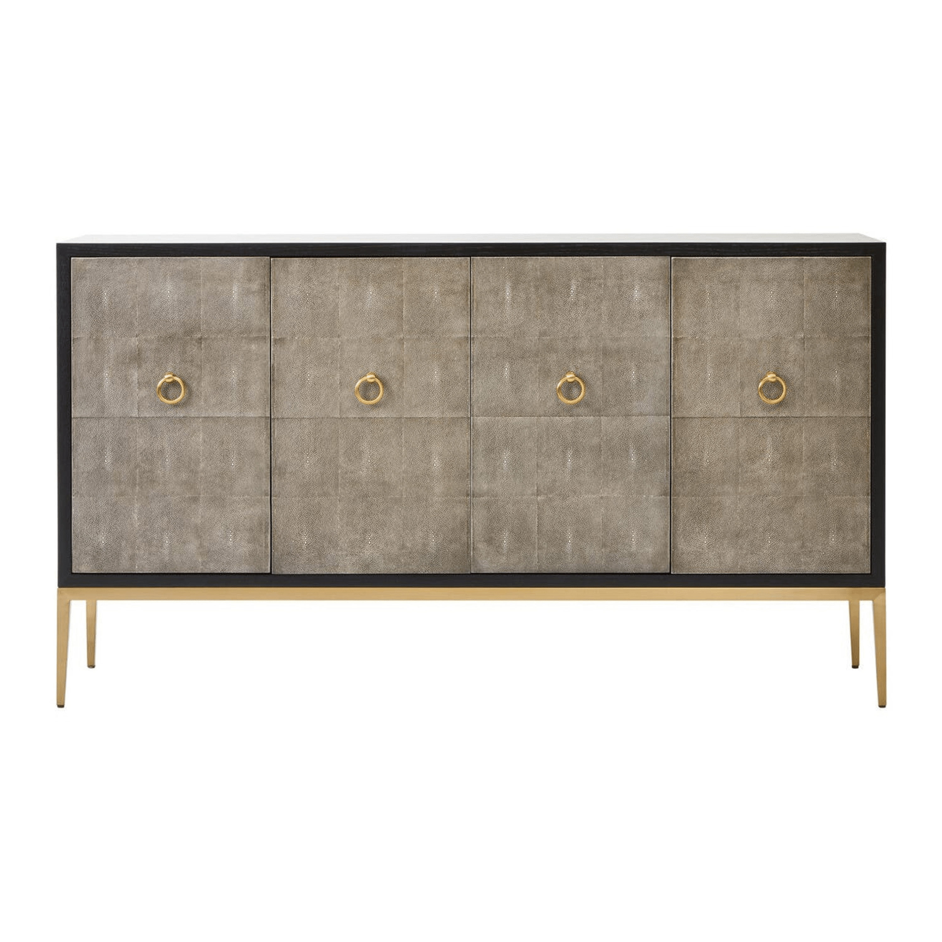 Sideboard mit 4 Türen, Schagrin-Effekt und Goldfüßen