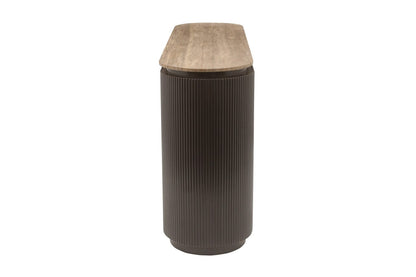 Braunes geripptes Sideboard mit Travertinplatte