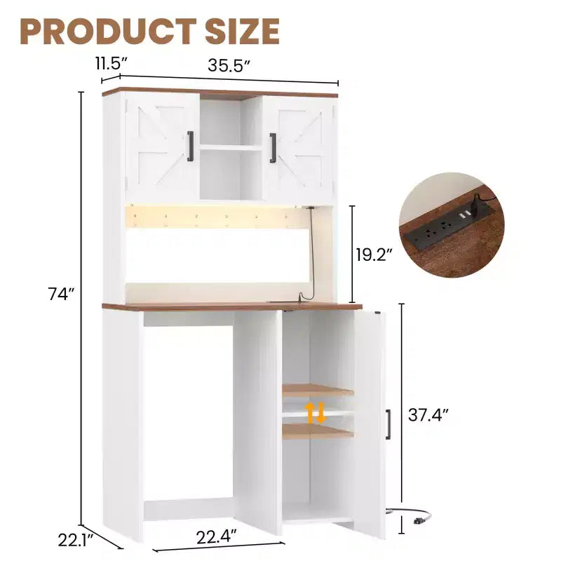 Besiost Küchenschrank mit Mini-Kühlschrankfach, Kaffeebar-Schrank mit Ablagefach