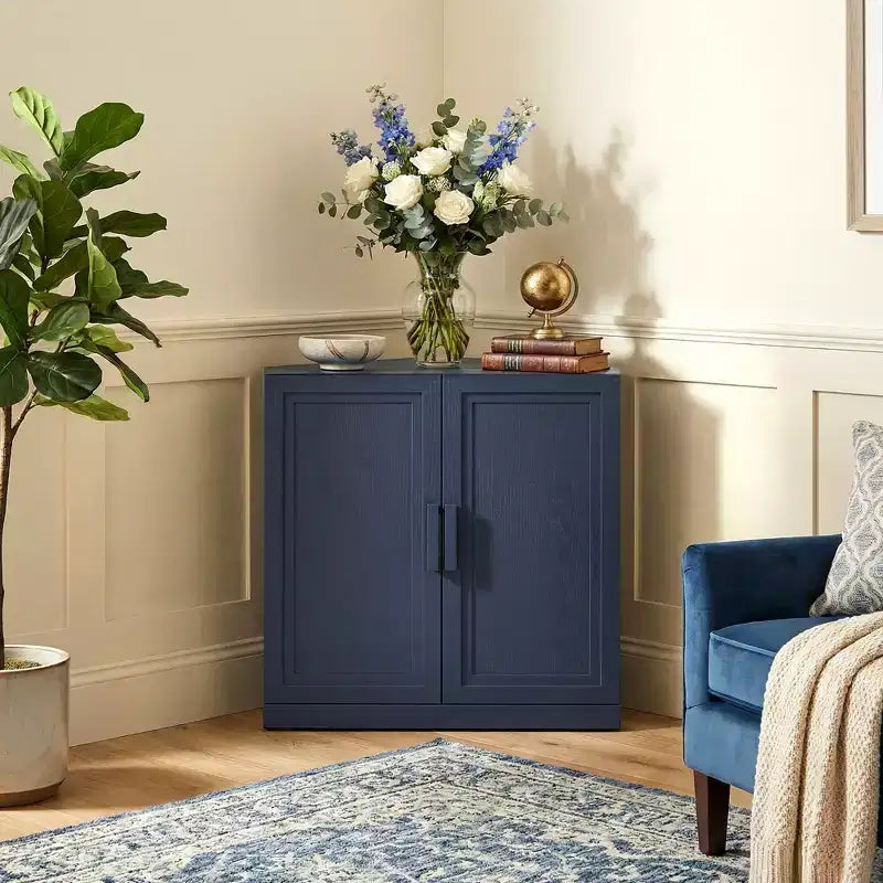 Dovelina Eckschrank mit verstellbaren Einlegeböden, Anrichte, Buffet, Weinschrank, Küchen- und Esszimmerschrank mit Holztüren – 31H x 31W, 36H x 31W