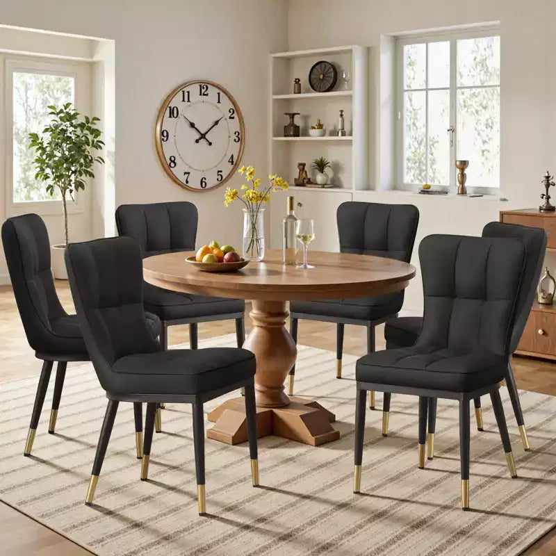Bekrvio Esszimmerstühle 6er-Set, moderne gepolsterte Kunstledersitze mit hoher Rückenlehne, Metallbeine, armlose Küchenstühle für Wohn- und Esszimmer