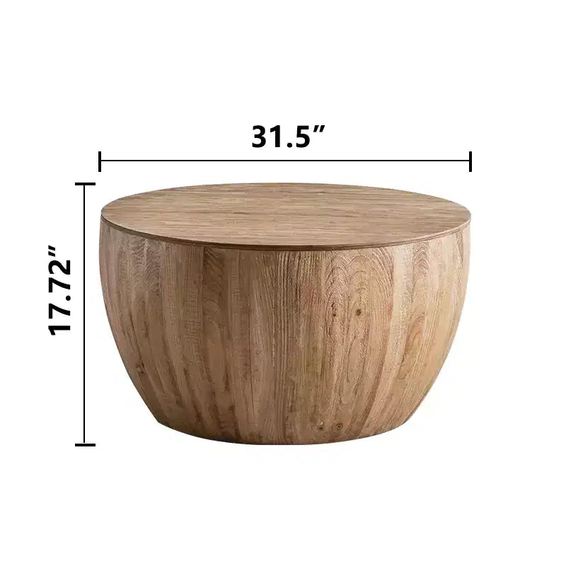 Runder Aufbewahrungs-Couchtisch im Retro-Stil aus Holz, geeignet für Wohnzimmer, Esszimmer oder Büro.