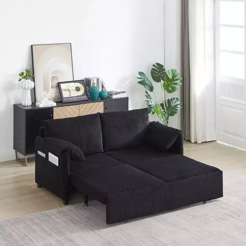 64.5 3-in-1 Schlafsofa aus Kord mit Ausziehbett