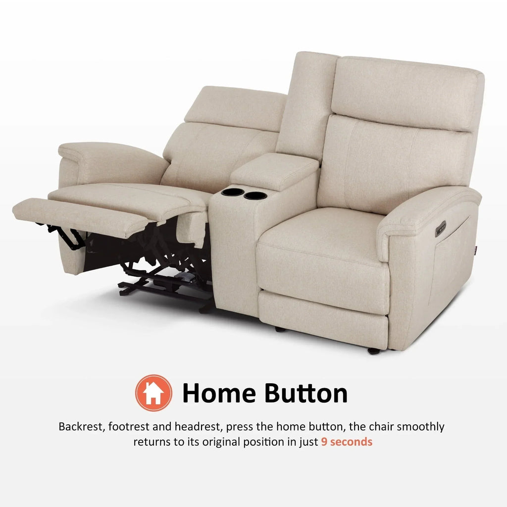 MCombo 60.2 Power Loveseat Relaxsofa mit Massage und zweifacher Heizung, verstellbarer Kopfstütze, USB- & Typ-C-Anschluss, Stoff