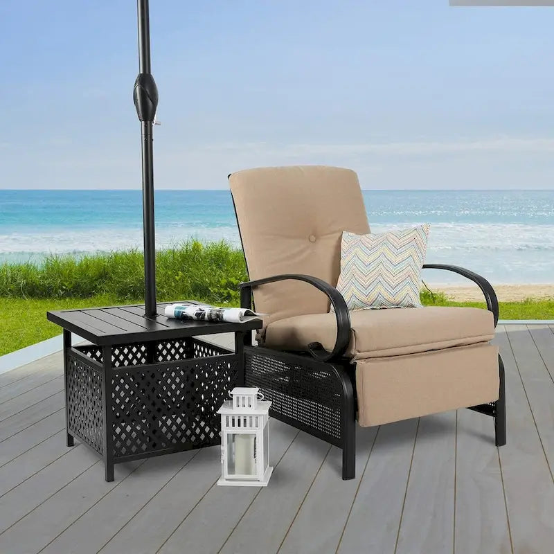 Verstellbarer Liegestuhl Lounge Sessel Gartenliege Sofa mit Kissen - 38 (T) x 26,5 (B) x 38,5 (H) ZOLL