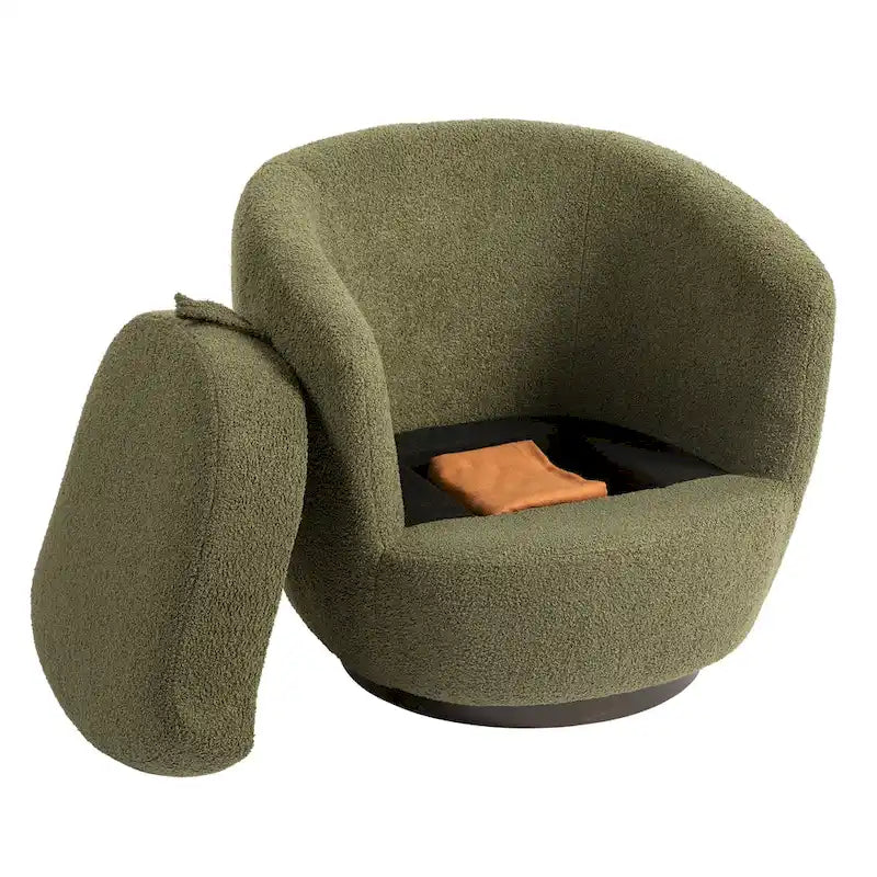 Gepolsterter drehbarer Fauteuil mit Stauraum, moderner Wohnzimmer-Sessel für Schlafzimmer/Büro/Lesebereiche