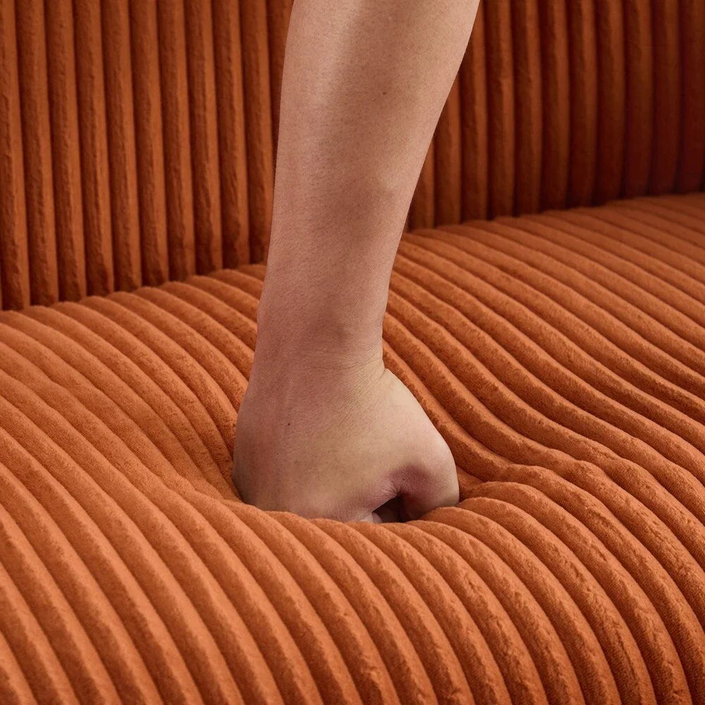 Zweisitzer-Sofa, bezogen mit Cordstoff, mit Walnussholzbeinen