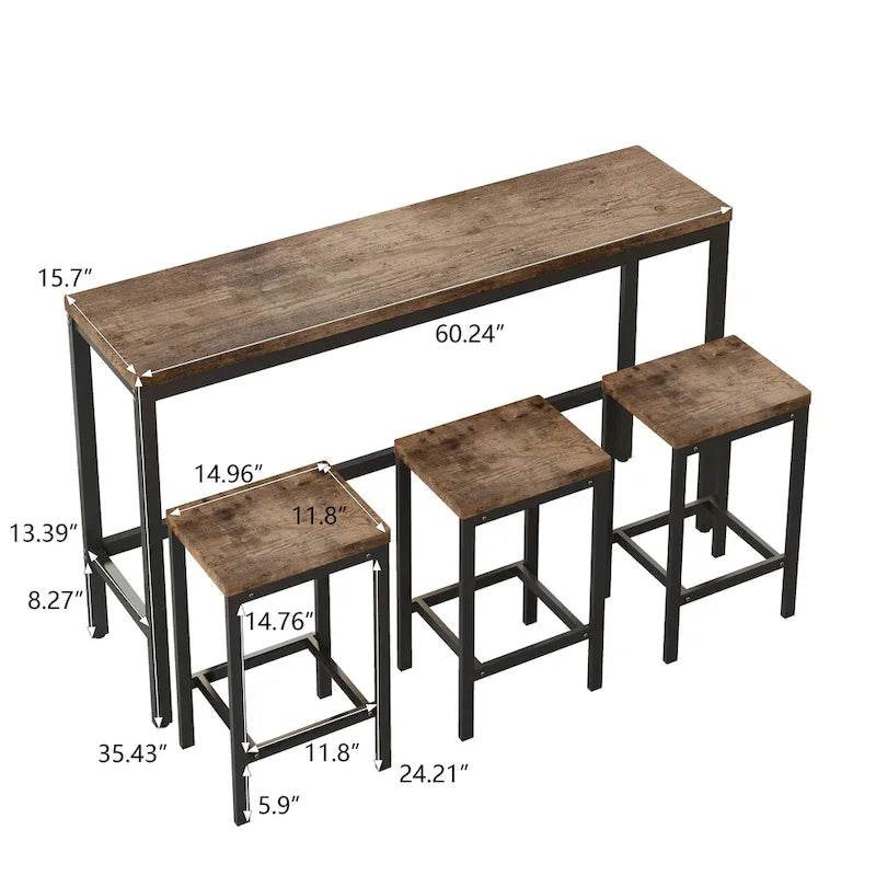 Stehtisch-Set mit 3 Hockern