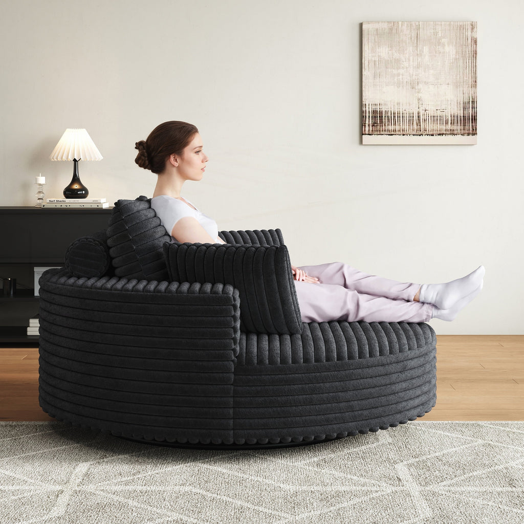 Einzelsessel aus Kord-Chenille-Schaumstoff, drehbar