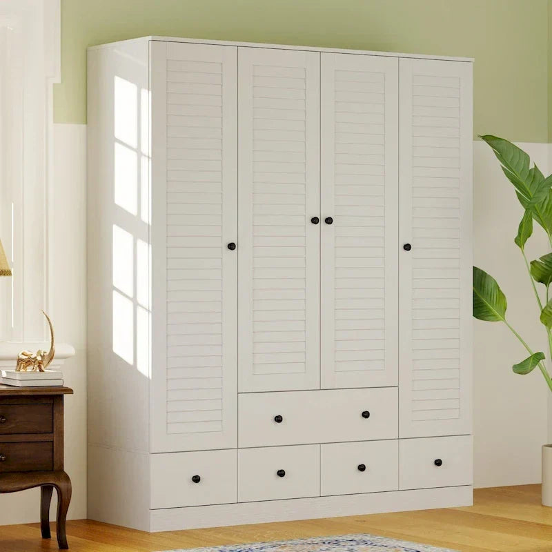 Kleiderschrank Hochschrank Schrank 59B Großer Freistehender Kleiderschrank Weiß
