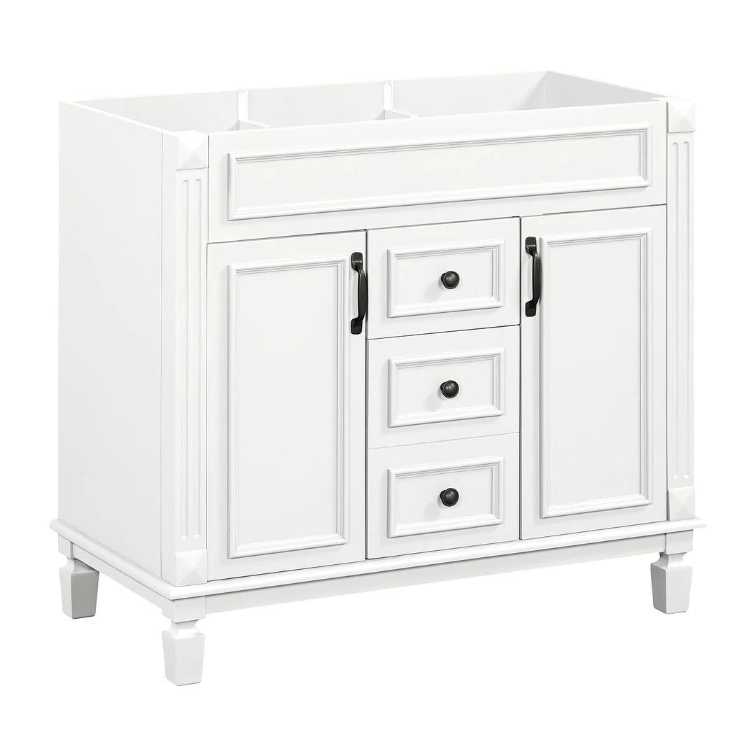 Moderner 36'' Badschrank mit Aufsatzwaschbecken und Spiegelschrank, 2 Türen und 2 Schubladen