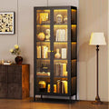 Bekrvio 67H Vitrine mit 3-seitigem Glas und LED-Beleuchtung, 5-Lagen-Aufbewahrung mit Doppeltüren und Metallrahmen für Sammlerstücke, ideal für kleine Räume