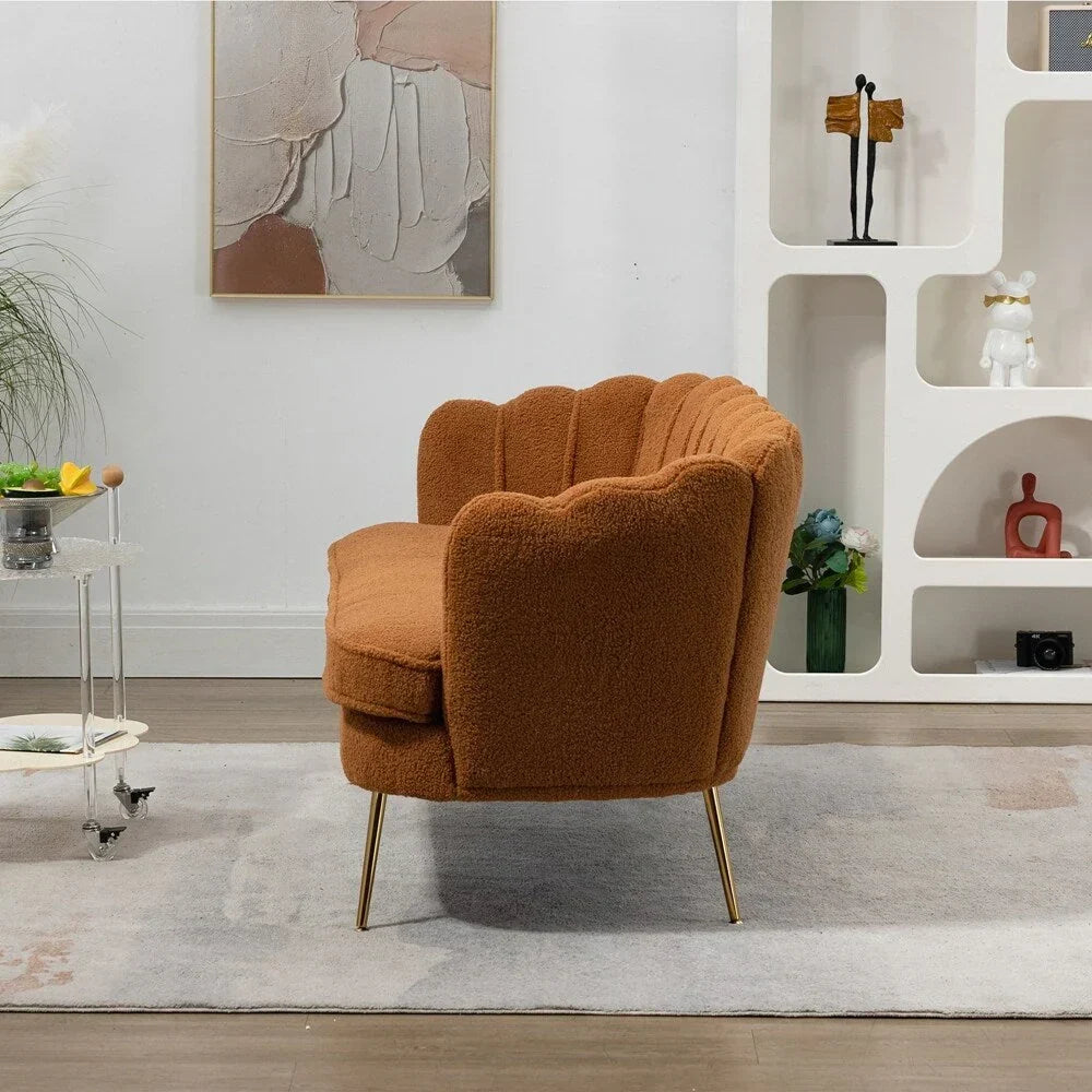 Kleines Mini-Zimmer-Sofa Zweisitzer mit Goldmetallfüßen - 2 Sitzer