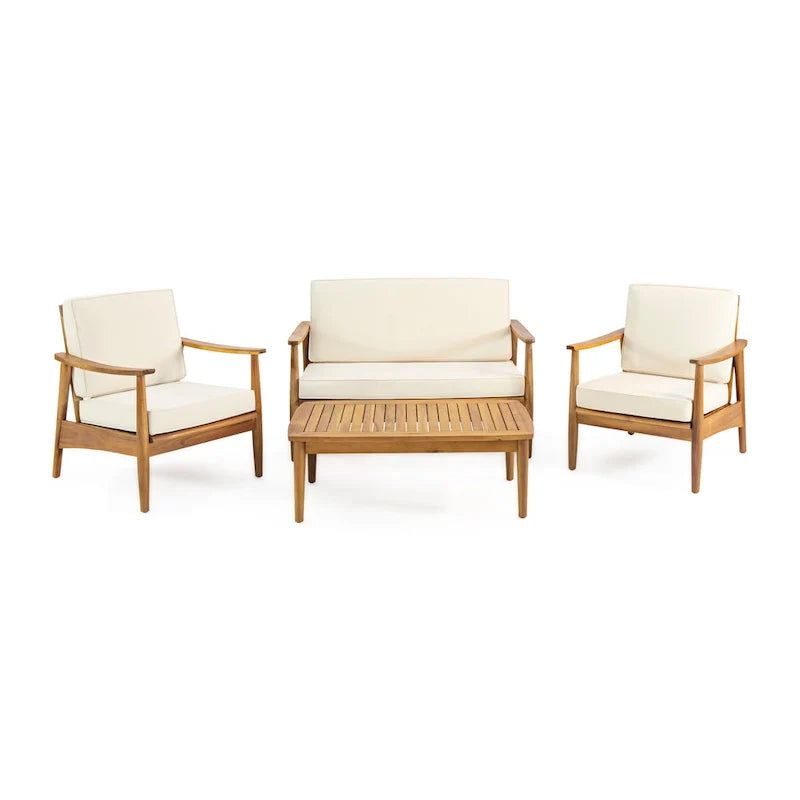 Willowbrook Outdoor Akazienholz 4-Sitzer Lounge-Set von Christopher Knight Home