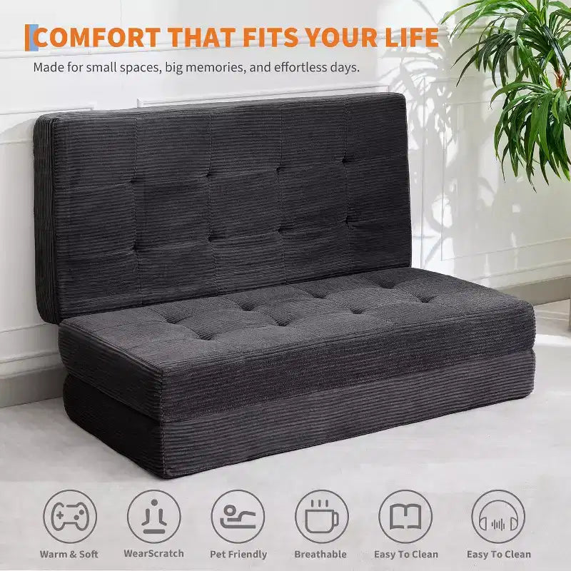 39x75 dreifach faltbares Memory Foam Schlafsofa, 6 getuftete Matratze