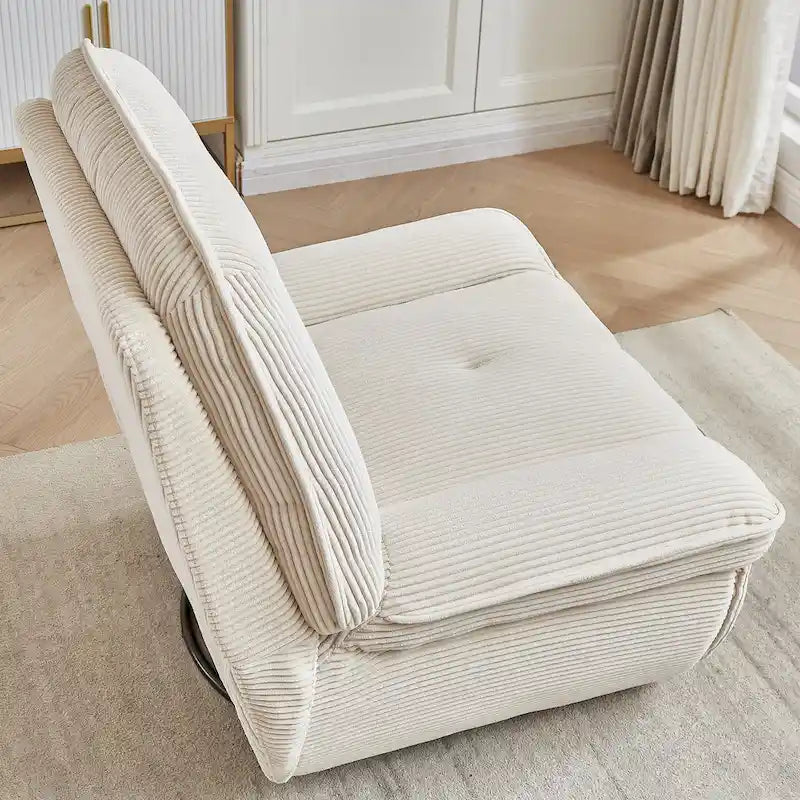 Drehbarer Relaxsessel aus Cord mit Gleitfunktion und Fußstütze für das Wohnzimmer
