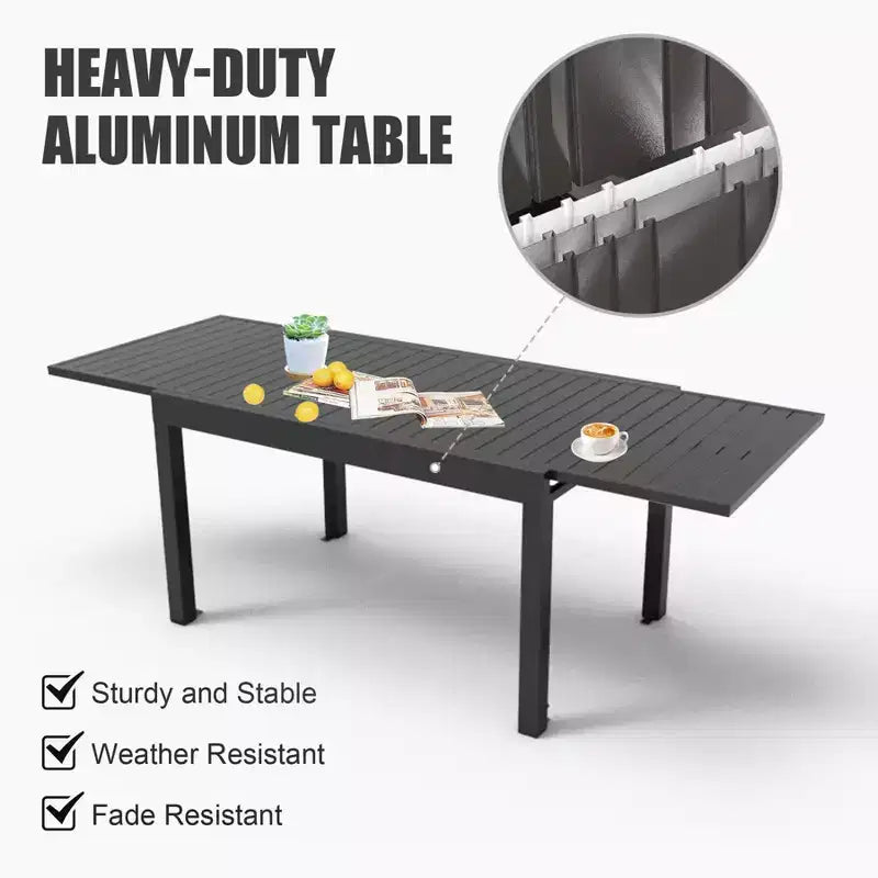 Okak Esstisch Aluminium ausziehbarer Terrassentisch Esstisch Küchentisch für das Esszimmer