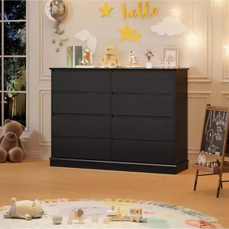 8-Schubladen-Aufbewahrungsschrank, Kommode mit tiefen Schubladen, großer breiter Schrank für Wohnzimmer, Flur, Kinderzimmer