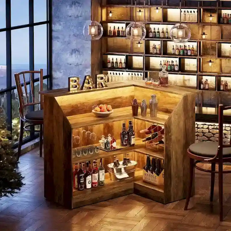 L-förmiger Barschrank mit Gläserhaltern für die Hausbar