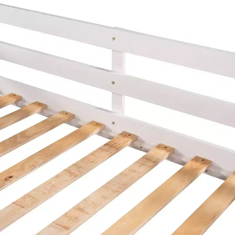 L-förmiges Etagenbett für 4 Kinder, Vierfach-Etagenbett mit Rutsche, Voll- und Twin-Holzrahmen für Schlafzimmer/Wohnheim