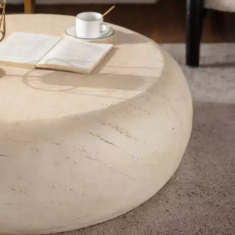 Runder MgO-Couchtisch mit Kunststeindesign für Wohnzimmer im Mid-Century-Stil