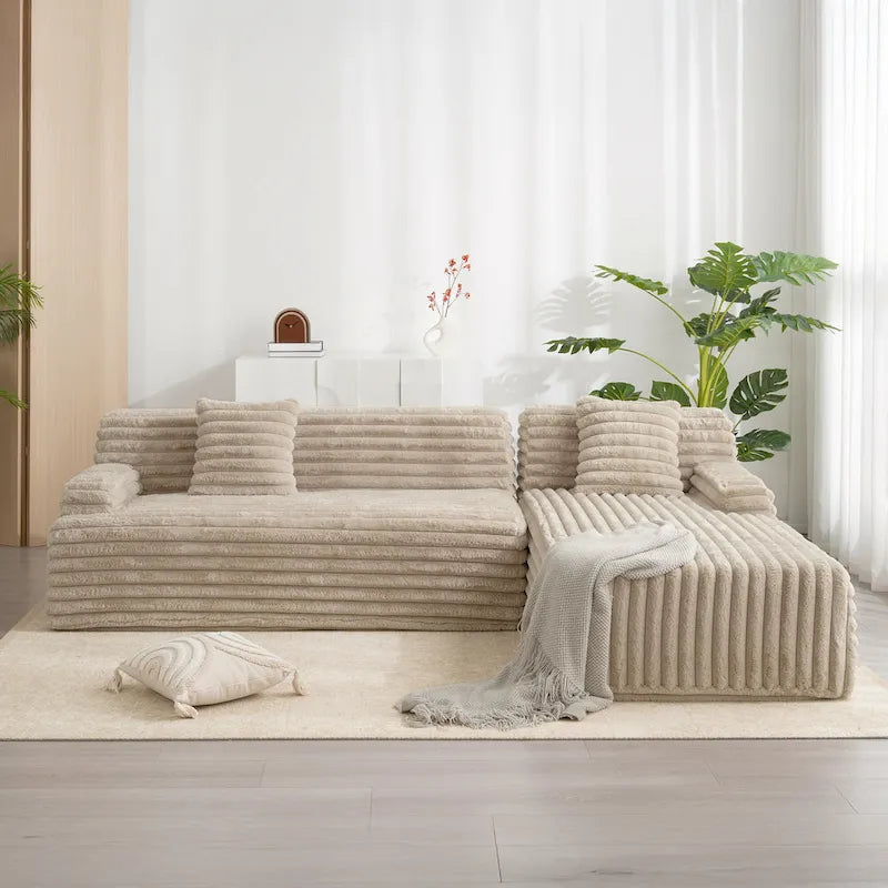 Cloud-Ecksofa, modernes Polstersofa mit 2 Wurfkissen, frei kombinierbares Sofa, modulares L-förmiges Ecksofa