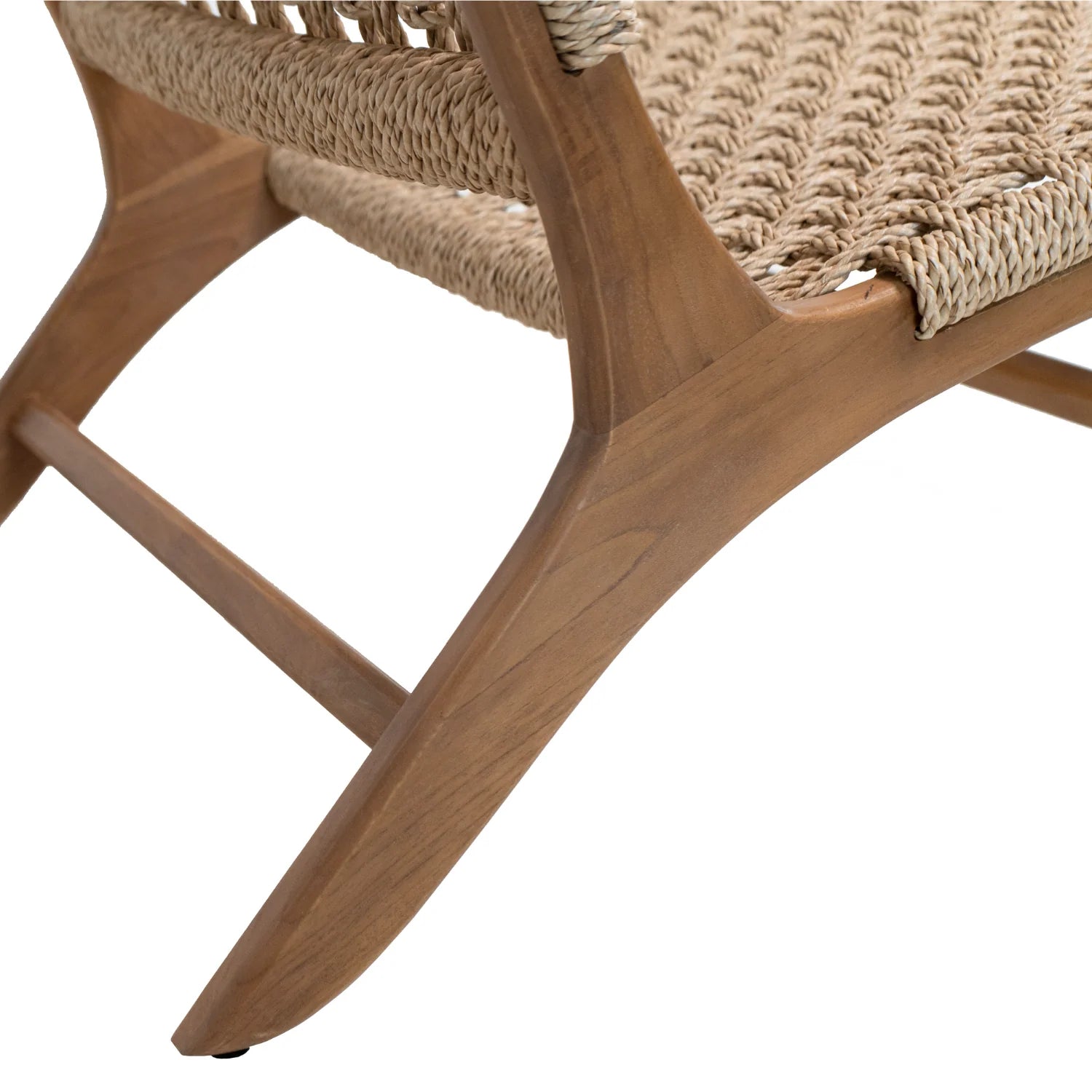 Rustikaler Teakholz-Loungesessel mit Geflecht - Outdoor