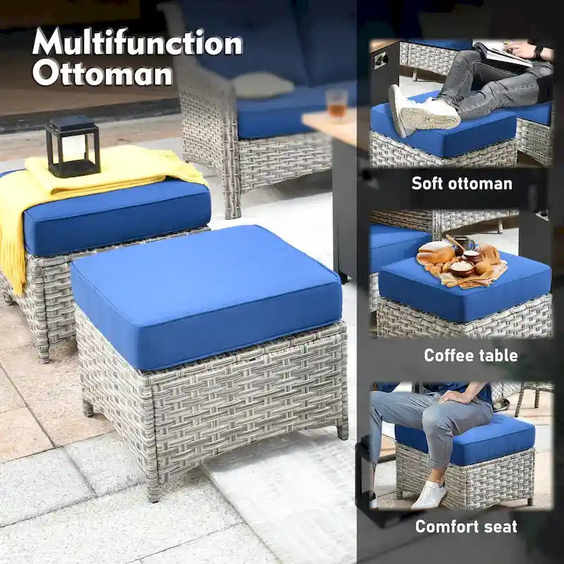 XIZZI 9-teiliges Gartenmöbel-Set mit drehbaren Stühlen für den Außenbereich