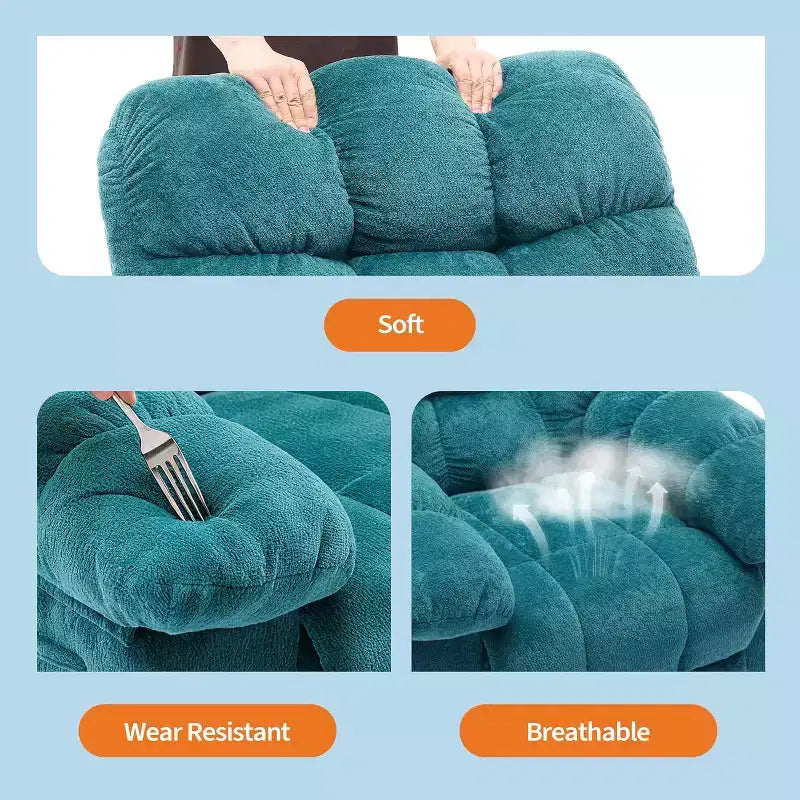Manueller Relaxsessel, ergonomischer, atmungsaktiver Stoff-Relaxliege mit Seitentaschen, Einzelsessel, geeignet für Wohnzimmer Schlafzimmer