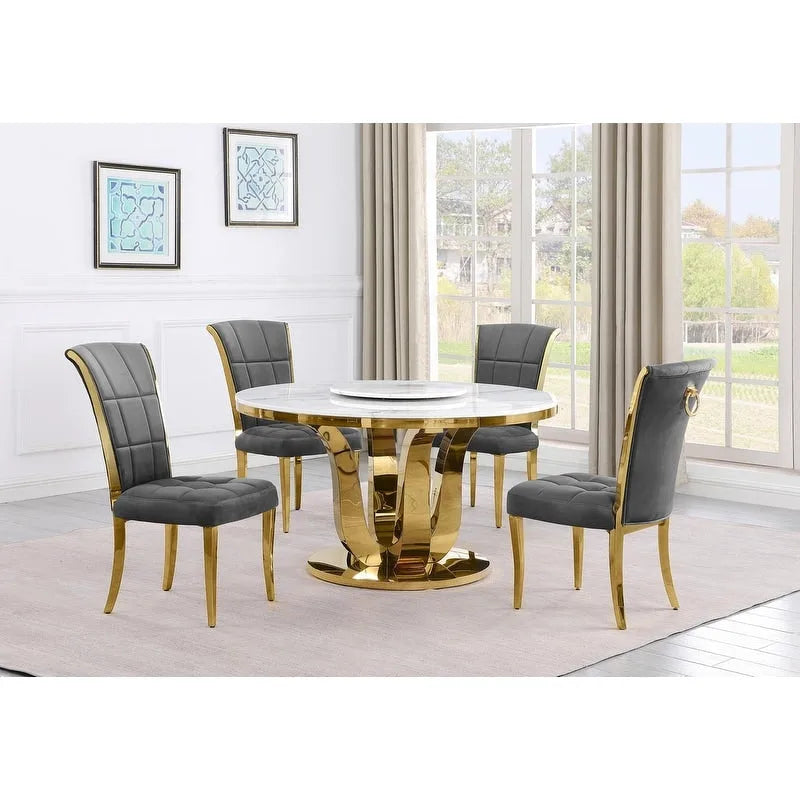 Beste Qualität Möbel D325-SC324-7 5-teiliges rundes Esszimmer-Set