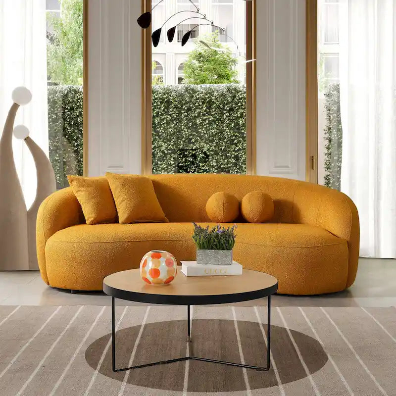 Blaine Japandi-Stil Luxuriöses modernes geschwungenes Sofa aus Bouclé-Stoff