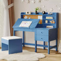 Kinder Schreibtisch und Stuhl Set, Holz Lerntisch mit verstellbarer Neigungsplatte, Schubladen & Korktafel - Schul-Lernschreibtisch Set für Kinder